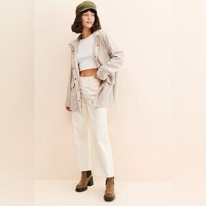 Free People Starla Trapeze Corduroy Cord Hooded Shirt Jacket Barn Coat